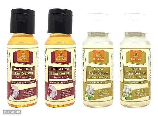 Khadi Pure Herbal Onion And Herbal Hair Serum (100ml) And Pack of 4 (400ml)