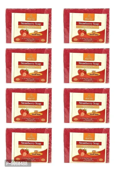 Khadi Pure Herbal Strawberry Soap, 125 G (Pack Of 8)-thumb0