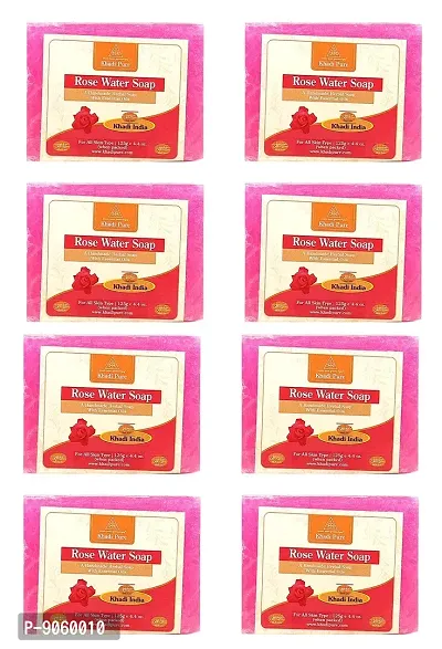 Khadi Pure Herbal Rose Water Soap - Pack of 8 (1000g)-thumb0