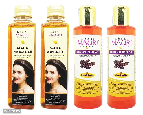 Khadi Mauri Maha Bhringraj(250ml And Shikakai Hair Oil(Pack Of 4),920 ml