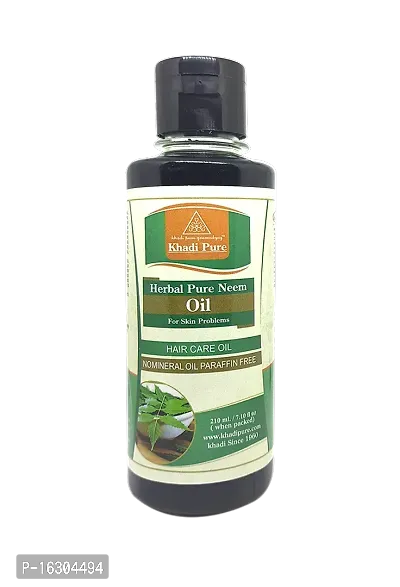 Khadi Pure Herbal Neem Hair Oil Mineral Oil and Paraffin Free 210 Ml (Pack Of 1) (210 Ml)-thumb0