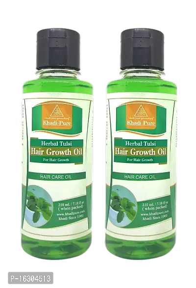 Khadi Pure Herbal Tulsi Hair Growth Hair Oil 210 Ml (Pack Of 2) (420 Ml)-thumb2