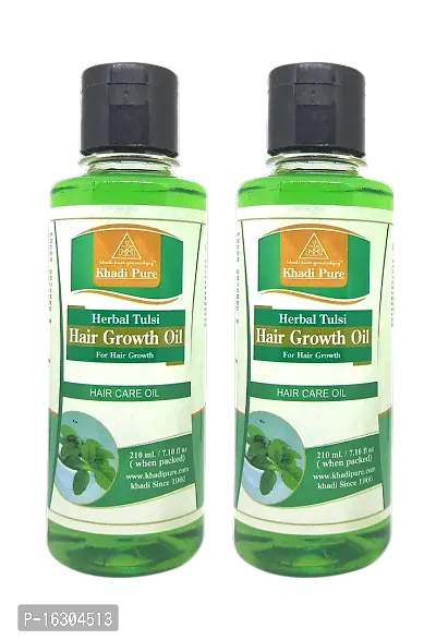 Khadi Pure Herbal Tulsi Hair Growth Hair Oil 210 Ml (Pack Of 2) (420 Ml)-thumb0