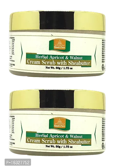 Khadi Pure Apricot and Walnut Cream Scrub With Sheabutter Scrub (50 G) (Pack Of 2) (100 G)-thumb0