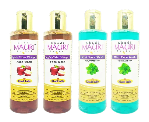 Khadi Mauri Apple Cidar And Mint Face Wash -210 ml each, Pack Of 4