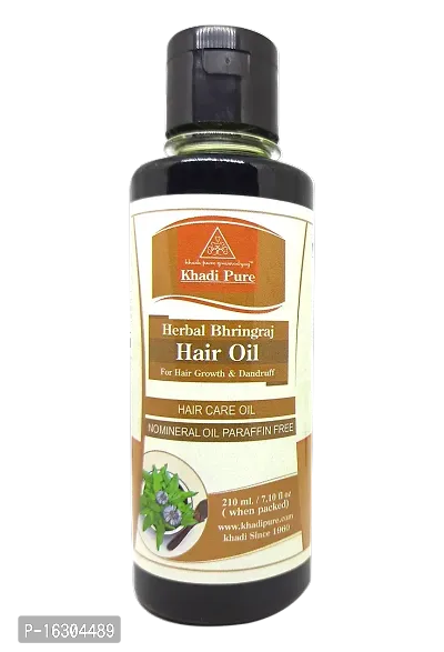 Khadi Pure Herbal Bhringraj Hair Oil Mineral Oil and Paraffin Free 210 Ml (Pack Of 1) (210 Ml)