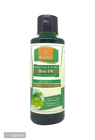 Khadi Pure Herbal Amla and Brahmi Hair Oil Mineral Oil and Paraffin Free 210 Ml (Pack Of 1) (210 Ml)