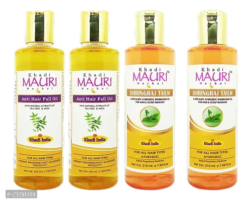 Khadi Mauri Anti Hair Fall And Bhringraj Tailam Hair Oil(Pack Of 4),840ml