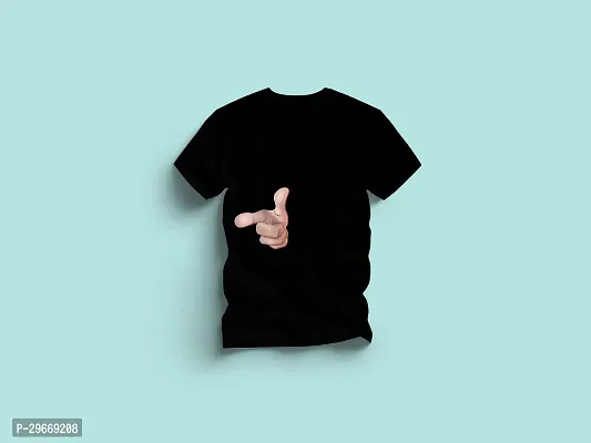 Stylish Black Polycotton Round Neck T-Shirt For Men-thumb0