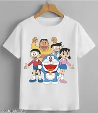 Stylish White Cotton Blend T-Shirt For Kids-thumb1