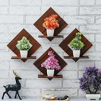 Rustic Wooden Square Wall Hanging Pot Stand - Versatile Wall Decor(Set of 4)-thumb4