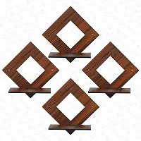 Rustic Wooden Square Wall Hanging Pot Stand - Versatile Wall Decor(Set of 4)-thumb2