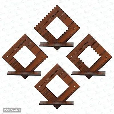 Rustic Wooden Square Wall Hanging Pot Stand - Versatile Wall Decor(Set of 4)-thumb3