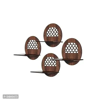 Wooden Round Shape Jalicut Wall Hanging Pot Stand - Set of 4-thumb2