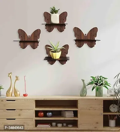 Wooden Butterfly Wall Hanging Pot Stand - Set of 4 - Unique Home Decor-thumb0