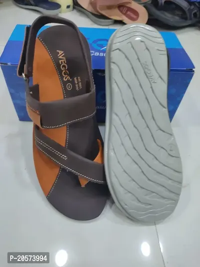 Stylish Multicoloured Leather Self Design Comfort Sandals For Men