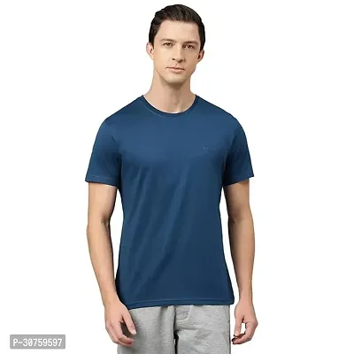 Stylish Polyester Solid Regular Fit Round Neck T-Shirt for Men-thumb0