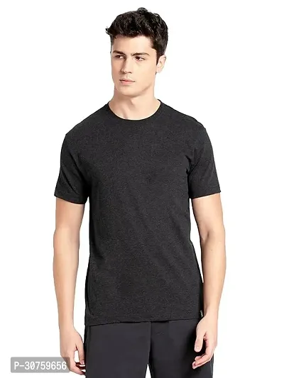 Stylish Polyester Solid Regular Fit Round Neck T-Shirt for Men-thumb0