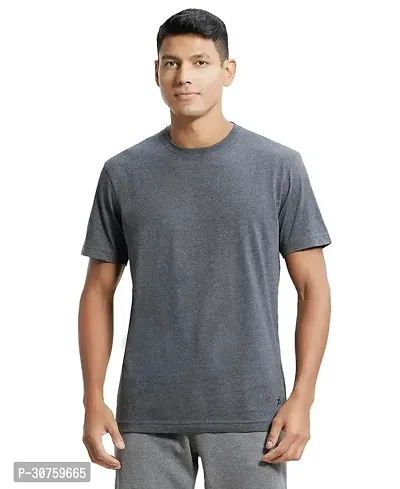 Stylish Polyester Solid Regular Fit Round Neck T-Shirt for Men-thumb0