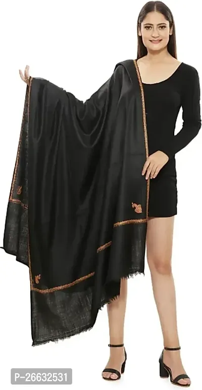 Stylish Wool Black Printed Shawls For Women