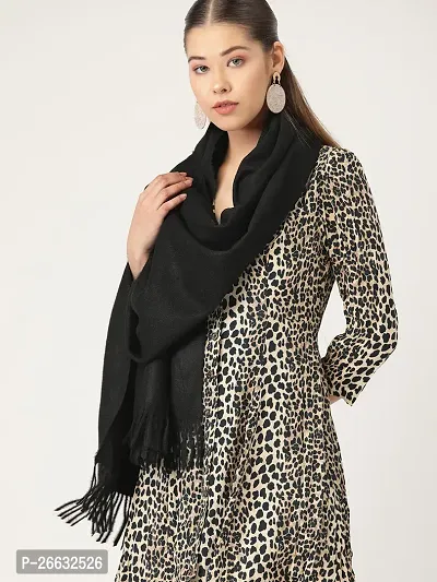 Stylish Wool Black Solid Shawls For Women-thumb0