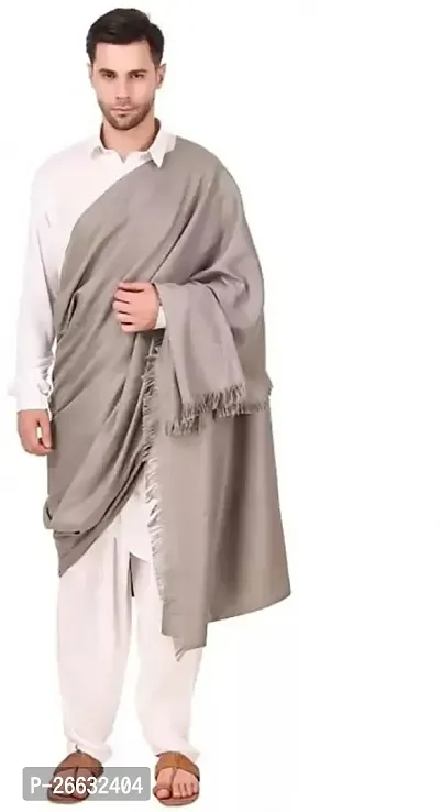 Stylish Wool Grey Printed Shawls For Men-thumb0