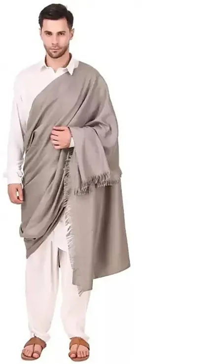 Stylish Wool Grey Printed Shawls For Men