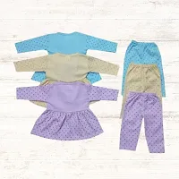 Girls cotton full sleeve cotton frock pack of 3 top and 3 pajami-thumb3