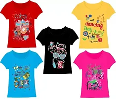 Baby Girl's Soft Cotton T-Shirt Combo Pack of 5-thumb2
