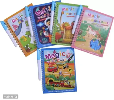 Magic Water Drawing Book With Magic Pen Reusable For Kids Pack Of 5-thumb0