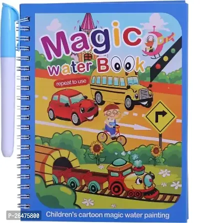 Magic Water Drawing Book With Magic Pen Reusable For Kids-thumb0
