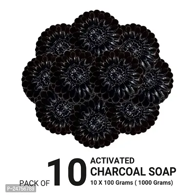 UDAUN-THE WINGS OF NATURE Activated Charcoal Hand Made Deep Cleansing Bath Soap For Skin Whitening, Natural Detox Face  Body Soap for Acne (100 GM, Pack of 10)-thumb2