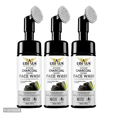 UDAUN-THE WINGS OF NATURE Natural Charcoal Acne Control and Deep Cleaning | No Parabens, Sulphate Face Wash (100 ML, Pack of 3)-thumb0