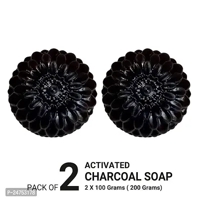 UDAUN-THE WINGS OF NATURE Activated Charcoal Hand Made Deep Cleansing Bath Soap For Skin Whitening, Natural Detox Face  Body Soap for Acne (100 GM, Pack of 2)-thumb2