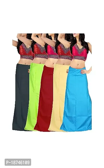 Sabhyatam Saree Cotton Petticoat for Women, Inskirts, Bottom wear, Underskirt, Petikot for Sarees, Cotton Pettikot Combo of 5. (Black :: Parrot Green :: Maroon :: Golden :: Sky Blue) (Waist Size-44)