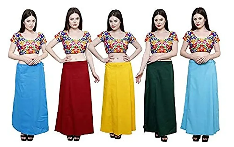 Sabhyatam Combo of Women's Cotton Best Plain Solid Indian Readymade Inskirt Saree Petticoats