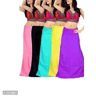 Sabhyatam Saree Cotton Petticoat for Women, Inskirts, Bottom wear, Underskirt, Petikot for Sarees, Cotton Pettikot Combo of 5. ((Pink :: Black :: Sky Blue :: Yellow :: Purple)hellip;) (Waist Size-44)-thumb0