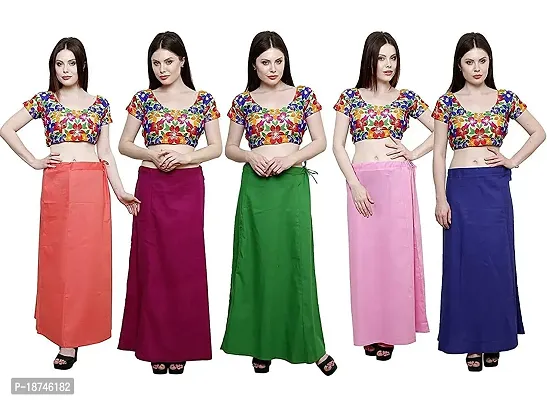 Sabhyatam Saree Cotton Petticoat for Women, Inskirts, Bottom wear, Underskirt, Petikot for Sarees, Cotton Pettikot Combo of 5. (Peach :: Magenta :: Green :: Baby Pink :: Royal Blue) (Waist Size-38)