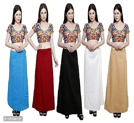 Sabhyatam Combo of Women's Cotton Best Plain Solid Indian Readymade Inskirt Saree Petticoats