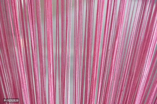 STAR PRINSE Polyester Thread Sheer Striped Long Curtains for Door/Wall and Home Decoration (Pink, 4 x 7 Feet)-thumb3