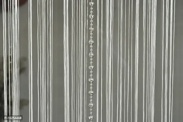 STAR PRINSE Thread Circle Beads Striped Polyster Curtain (7 Feet, White Pack of 1)-thumb2