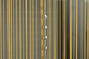 STAR PRINSE Thread and Beads Striped Polyester Curtain (9 Feet,Gold Pack of 1)-thumb1
