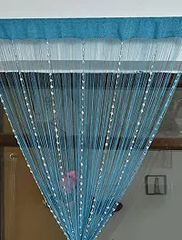 STAR PRINSE Thread Beads Striped Polyester Curtain ( 7 Feet,Aqua Pack of 1 )-thumb2