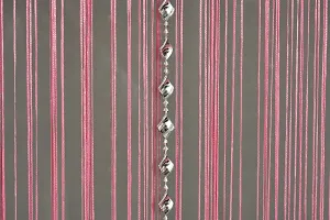 STAR PRINSE Thread and Beads Striped Polyster Curtain(7 Feet, Pink Pack of 1)-thumb1