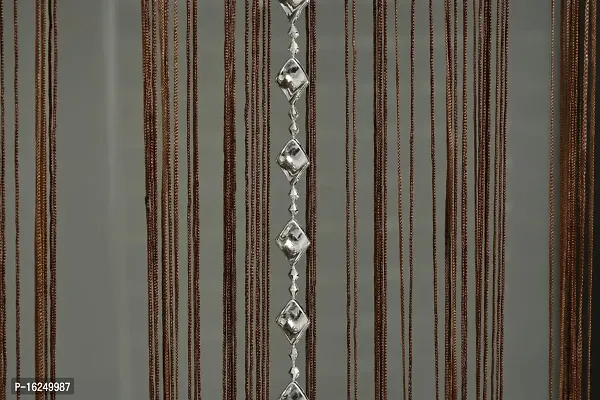 STAR PRINSE String Polyester Threads and Beads Curtain 7 Feet, Brown Set of 1-thumb2