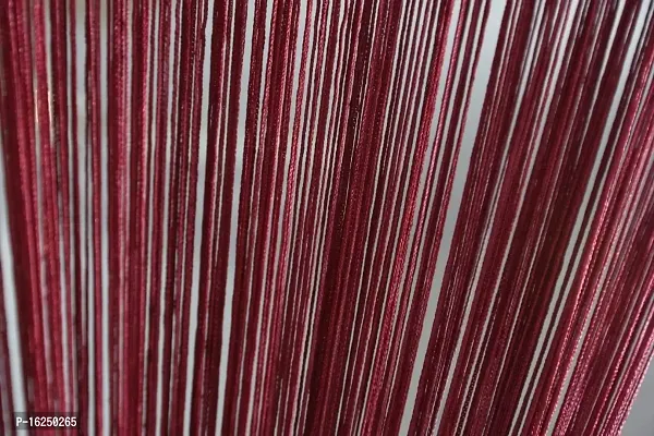 STAR PRINSE Thread Sheer Long Curtains for Door/Wall and Home Decoration 4 x 7 ft, (RED, 2)-thumb3