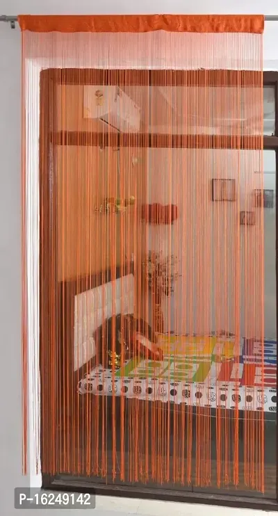 STAR PRINSE Thread Sheer Long Curtains for Door/Wall and Home Decoration 4 x 7 ft, (Orange, 1)