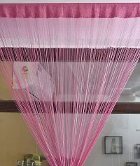 STAR PRINSE Polyester Thread Sheer Striped Long Curtains for Door/Wall and Home Decoration (Pink, 4 x 7 Feet)-thumb1