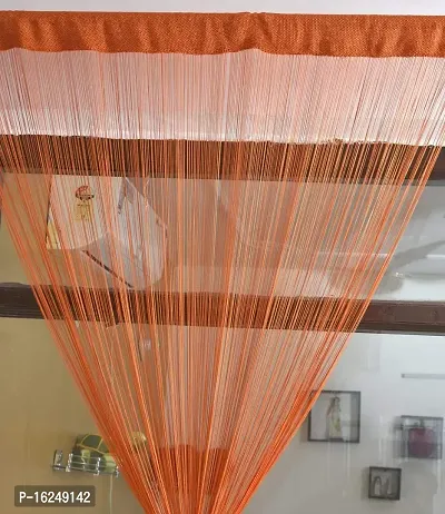 STAR PRINSE Thread Sheer Long Curtains for Door/Wall and Home Decoration 4 x 7 ft, (Orange, 1)-thumb2