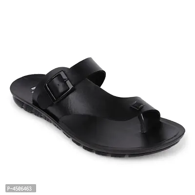 Men's Stylish and Trendy Black Solid Synthetic Casual Comfort Sandals-thumb0